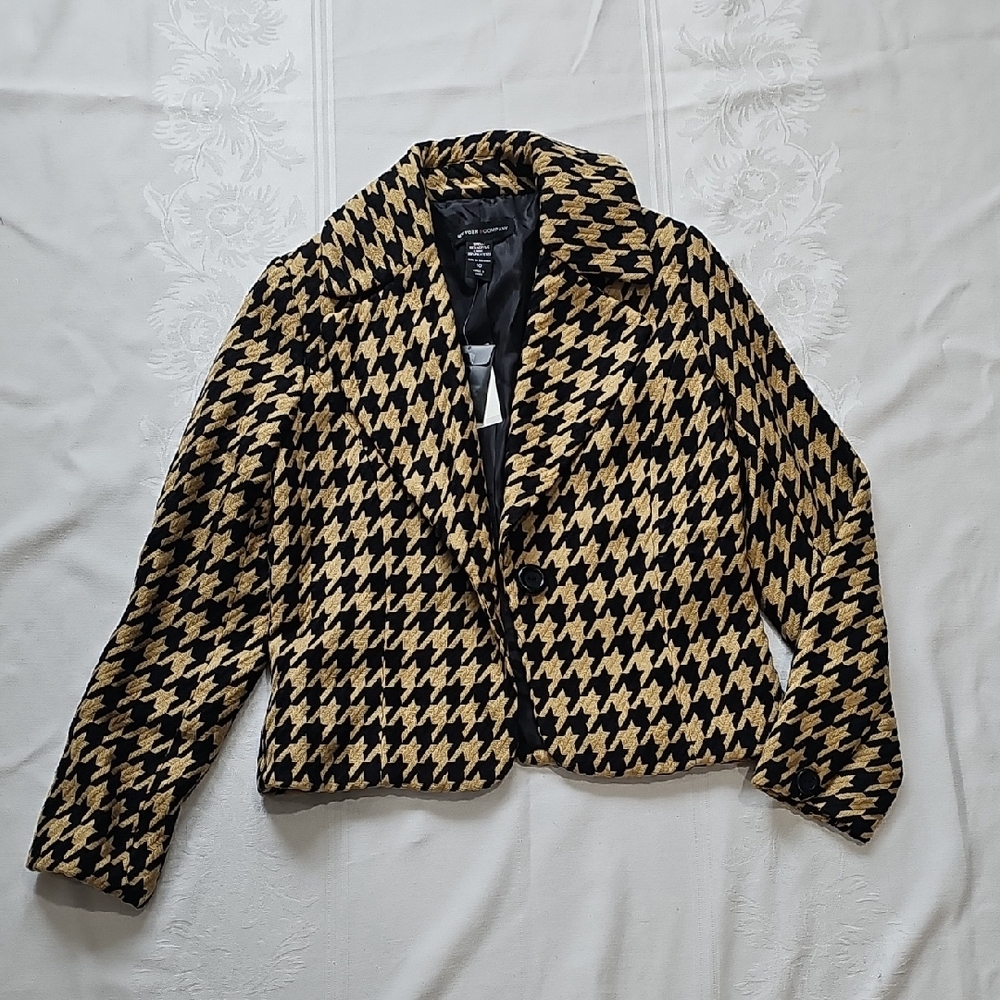 New York & Company Black and Tan Houndstooth Blazer